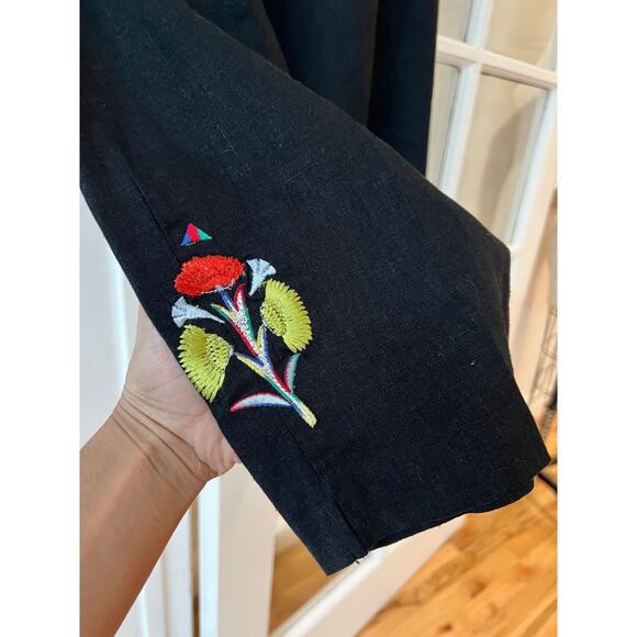 A.K.C. Vintage Black Linen/Blend Cropped Ankle Pants, Size Small - Picture 4 of 7